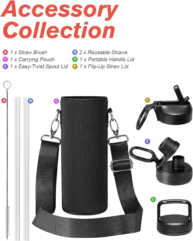 Coolflask Water Bottle 20 oz Insulated with Straw, Stainless Steel Metal 3 Lids Water Flask Wide Mouth for Sports or Office, Non-BPA Keep Cold Up to 48 Hrs or Hot Up to 24 Hrs, Ombre Green