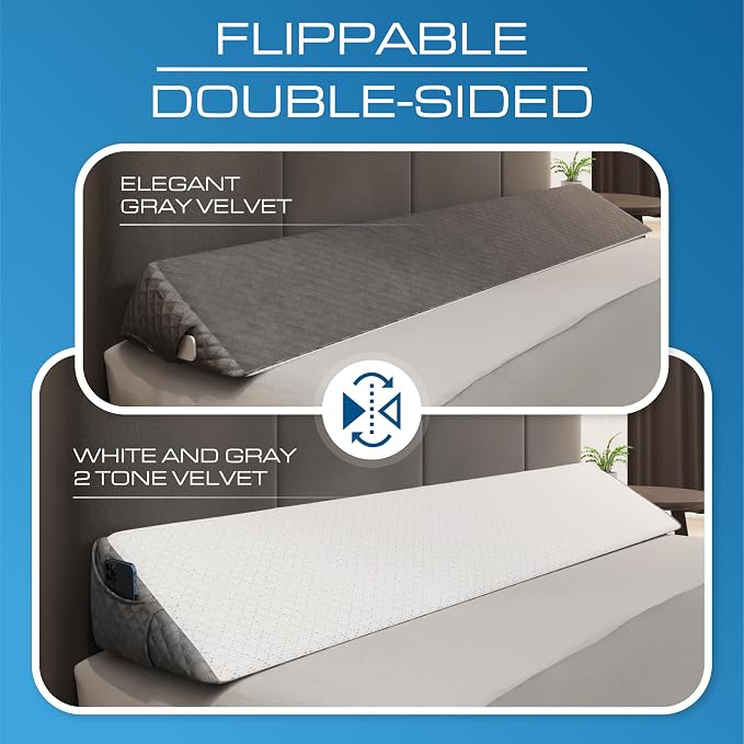 Kolbs Bed Wedge Pillow for Sleep Apnea, FSA Eligible Acid Reflux, and Back Pain Relief, with Chic Jacquard Cover - Headboard Wedges for Sleeping (Twin Headboard Wedge Pillow - 39")