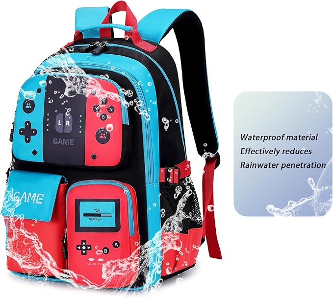 Boys Backpack Kids Bookbag TeensSchool Bag LuminousGame Large capacity bag(1Blue)