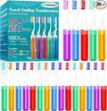 Navona 20 PCS Travel Toothbrush Set, Folding Mini Toothbrush, Potable Travel Size Toothbrushes, Medium Bristles, Individually Wrapped Bulk Toothbrushes for Camping, Hiking, School