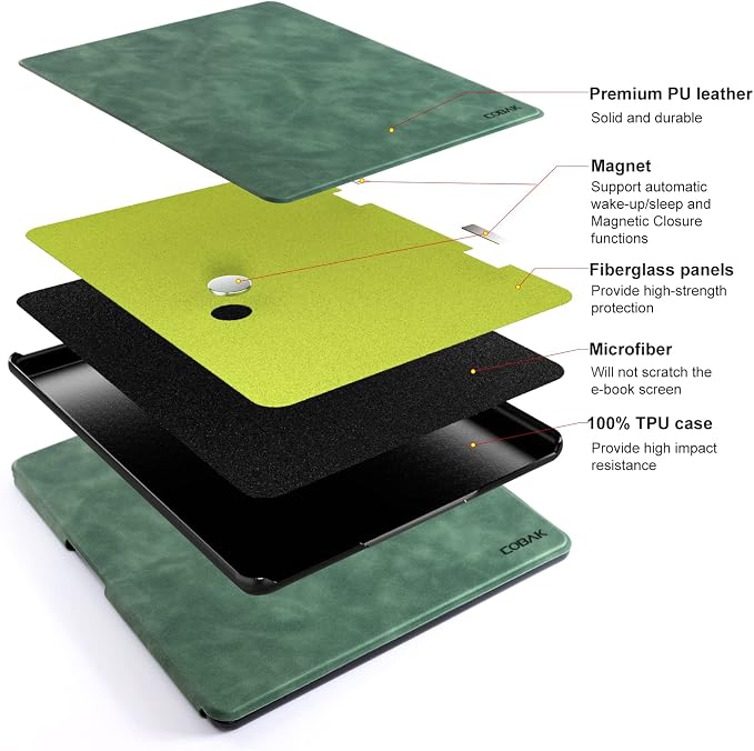 CoBak Case for Kindle Scribe - All New PU Leather Cover with Auto Sleep Wake Feature for Kindle Scribe 10.2" 2022 & 2024 Released with Pen Holder