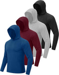 BOOJO 4 Pack Sun Hoodie for Men - UV UPF 50+ Fishing Shirts Long Sleeve Lightweight Tops for Athletic Running Gym Workout