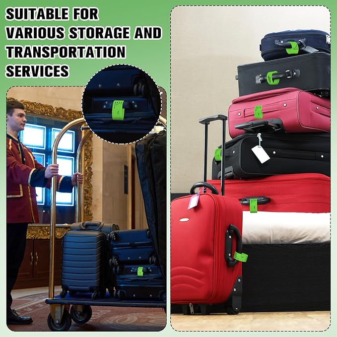 Feifeiya 1000 Hotel Luggage ID Tags with Transfer Tape on Back Paper Baggage Claim Check Tags Numbering from 000 to 999 Baggage Identification for Hotel Suitcase Motel Bag(Green)