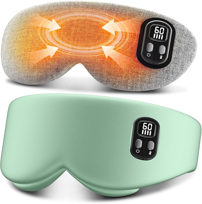 Heated Eye Mask - Cordless Eye Mask for Dry Eyes, Eye Relief, Improved Sleep, Timed Shutdown, 4 Temperature, Washable Eye Heating Pad for Travel, Removable for Cleaning - Green