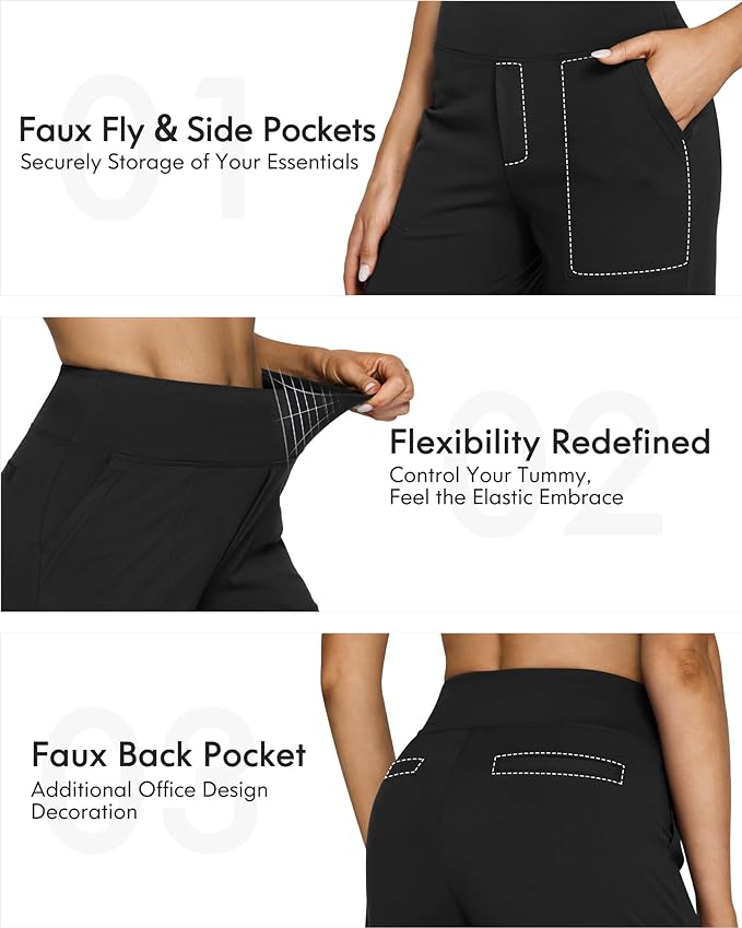 G4Free EverGoing Yoga Pants Women Wide Leg Pants with Pockets High Waist Stretch Dress Casual Sweatpants Petite/Regular/Tall