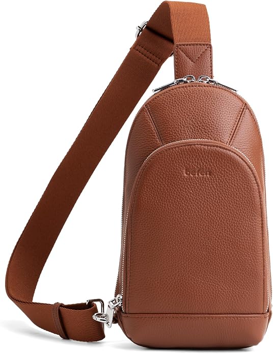 befen Genuine Leather Sling Bag for Women Anti Theft Crossbody Chest Bags Leather Fanny Packs for Travel with RFID Card Slots