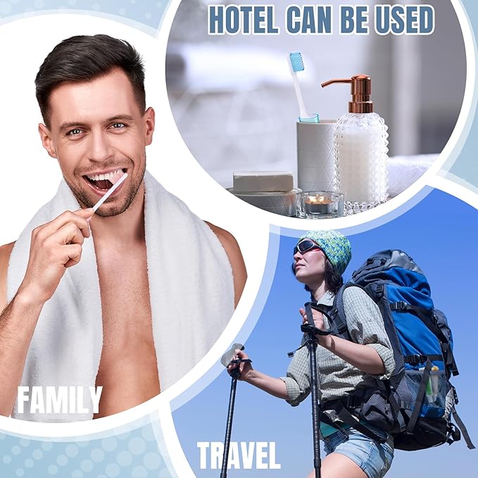 Patelai 2 Pieces Travel Toothbrush Set, Travel Size Toiletries, Soft Bristle Mini Foldable Tooth Brush with Case, Individually Wrapped Small Portable Toothbrush for Camping Home (Couple Color)