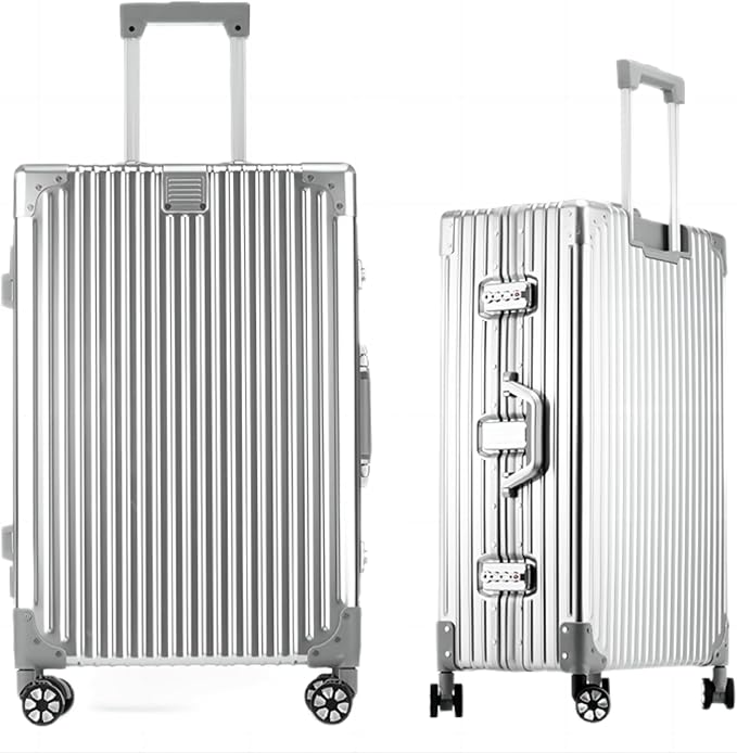 HotWay Carry On Luggage with Spinner Wheels, Aluminum Hard Shell Zipperless Suitcase with TSA Lock, 22x14x9 Airline Approved Luggage for Business Travel (Aluminum Silver, 20 Inch)