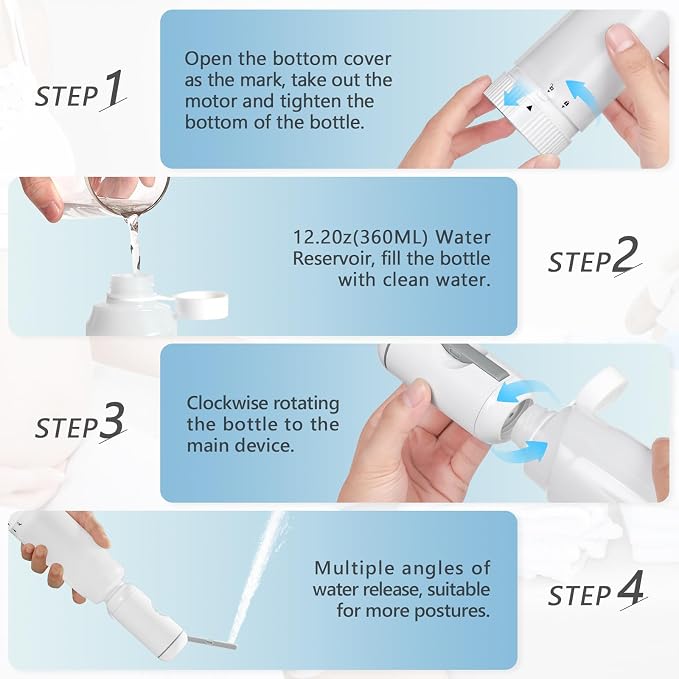Upgrade SPACEREST Portable Bidet for Travel with 360ml Bottle, No Noise & Waterproof Handheld Sprayer, Rechargeable Electric Portable Bidet for Women & Men, Personal Hygiene & Postpartum Care
