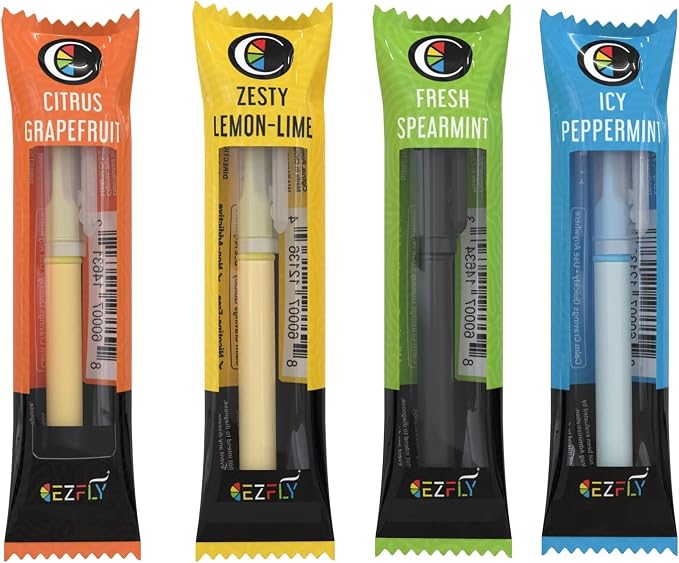 EZFly - Travel Essentials - TSA Accepted Flavored Air Puffer, Travel Accessories for Plane, Cruise, Bus and Train, Best Airplane Gadgets - Electric and Smoke Free (4 Pack)