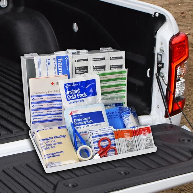 First Aid Only 9302-25M 25-Person Contractor's First Aid Kit for Home Renovation, Job Sites, and Construction Vehicles, 178 Pieces, White