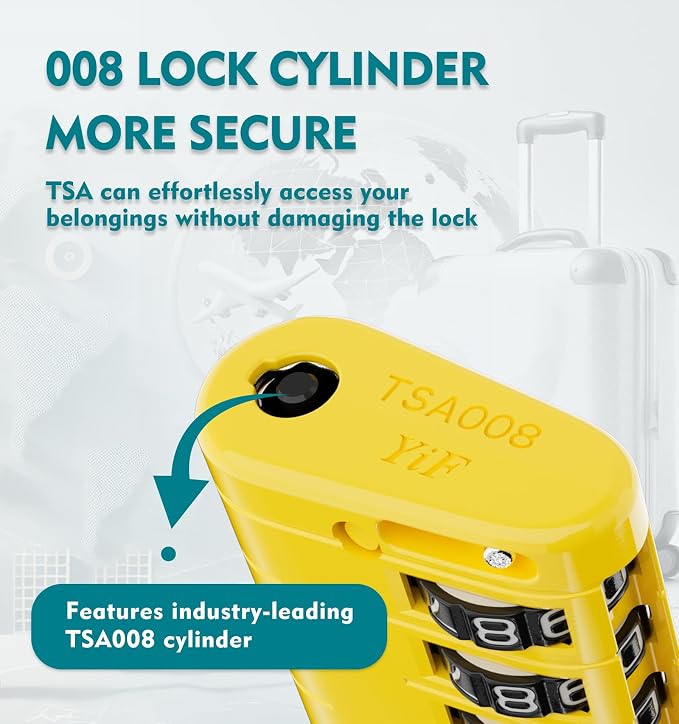 ANVIL TSA Approved Luggage Locks with Search Alert Indicator, 4-Digit Combination Suitcase Lock, Advanced TSA008 Core Heavy Duty Anti-Theft Travel Lock for Double Zippers, Backpacks