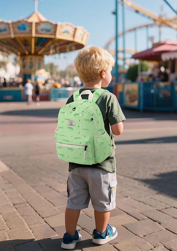 atgark Corduroy Toddler Backpack for Boys 2-5: Preschool Backpack for Boys