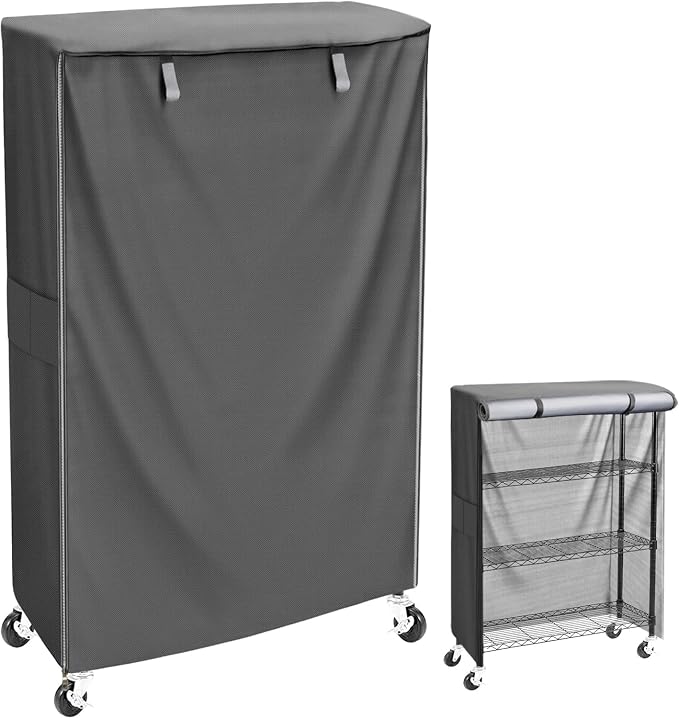 Heavy Duty 600D Wire Shelving Cover 36" x 14" x 54" - Grey Storage Rack Protector - Modern Fabric Shroud for Pantry, Laundry Room, and Basement