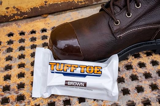 Work Boot Toe Protector Two Pack, Liquid Boot Guard, Brown Adhesive Shoe Crease Protector and Scuff Preventer for Waterproofing and Hole Repair - Heavy Duty Shoe Covers for Any Size & Style of Boots