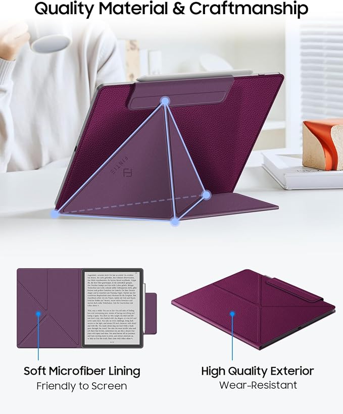 Fintie Case for 11" Kindle Scribe 2025 (3rd Gen) and Kindle Scribe Colorsoft 2025 (1st Gen), Slim Lightweight Multi-Viewing Angles Stand Detachable Magnetic Cover with Pen Buckle, Purple