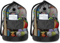 BROTOU Heavy Duty Soccer Ball Net Bag(100L Extra Large Capacity 10-12Balls), Drawstring Mesh Ball Bag with Zipper Pocket, Sports Equipment Storage Organizer Hold for Gym, Beach, Cloth, Swimming Gears