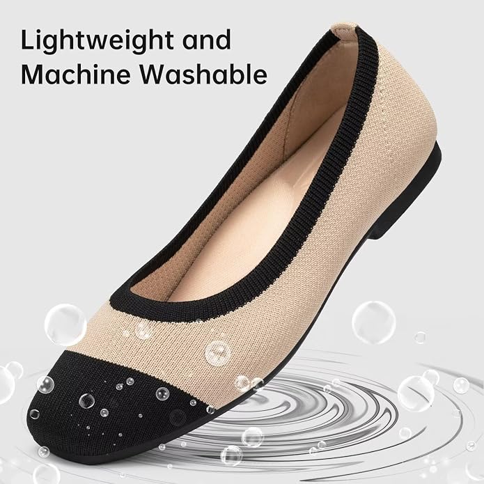 Frank Mully Women's Flats Square Toe Flats Comfortable Slip on Washable Ballet Flats Shoes for Women Dressy Work