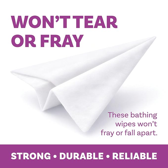 Extra Large Bath Wipes for Adults Bathing No Rinse - 120 Ultra Thick Disposable Body Cleansing Wipes for Men, Women & Elderly - Great for Gym, Camping, Post Surgery - Lavender