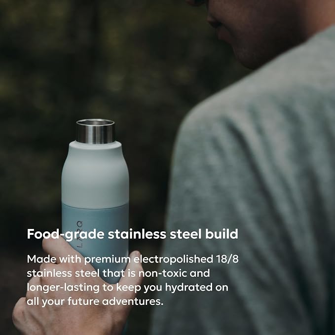 LARQ Twist Top — Reusable Insulated Stainless Steel Water Bottle, Metal Water Bottle for Men, Women, Kids, 100% Leakproof, BPA Free, No Straw — Travel, Gym, Office, School — 17 oz, Seaside Mint