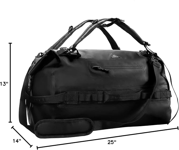 Haimont IPX7 Waterproof Roll-Top Dry Duffel Backpack | 60L/90L Sizes, 500D Tarpaulin, Welded Seams, Mesh Pockets, Boating & Kayaking