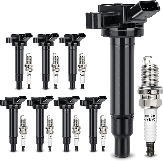 UF230 Ignition Coil & 4504 Double Iridium Spark Plug for Toyota Tundra Sequoia LandCruiser 4Runner/Lexus GS430 GX470 LS430 LX470 LX570 SC430 V8 Replaces#C1173 UF493 5C1196 90919-02230 90919-02259