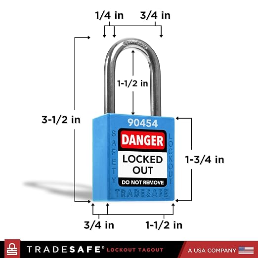 TRADESAFE Lockout Tagout Locks Set - 10 Blue Loto Locks, Lockout Locks Keyed Different, 2 Keys Per Lock, OSHA Compliant Lock Out Tag Out Padlocks, Safety Padlocks for Electrical Lockout Tag Out Kits