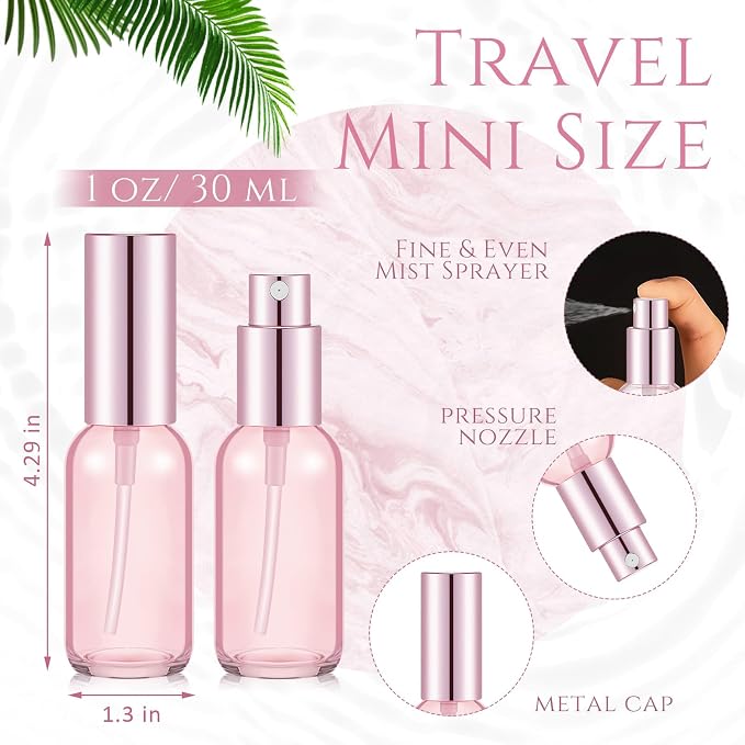 Roshtia 30 Pcs Glass Spray Bottle Clear Empty Bottles Small Refillable Reusable Perfume Bottle with Fine Mist Sprayer Pump for Face Body Travel
