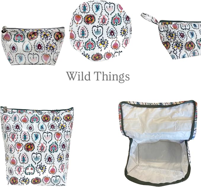 Jacaranda Living Medium Cosmetic Bag – Waterproof PVC-Lined Cosmetic & Toiletry Organizer, Zipper Pouch for Skincare, Makeup & Accessories, Wild Things