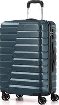Coolife Medium Checked Luggage with Spinner Wheels, Hardside Suitcase TSA Lock Lightweight Travel Luggage 24-inch,Teal Blue