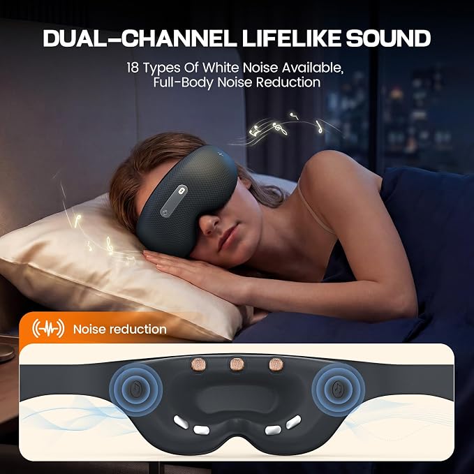 AI Eye Massager with Heat, EMS Microcurrent Massage, 3D Wireless Sleeping Eye Masks, APP Data Analysis, Deep Sleep, Sleep Mon*itoring Fatigue Relief for Insomnia and Business Travel Group, Gray
