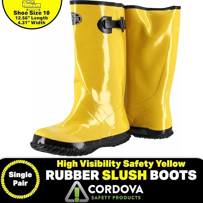 Cordova Safety Products mens Over-the-shoe Heavy Duty With Ribbed Soles, Top Strap and Buckle Adjustment Cordova Safety Products Over the Shoe Style Rubber Boots Slush Bootss for Construction Manufactur, Size 10, Size 10 US