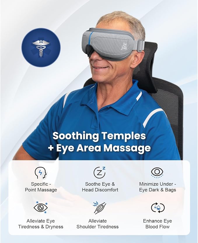 BOB AND BRAD Eye Massager with Heat and Cooling, FSA Eligible HSA Birthday Gifts for Men Women Mom Husband, EyeOasis 3 Eye Massager for Migraines, Heated Eye Mask for Dry Eyes Relief Improve Sleep
