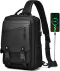 Leaper Anti-Theft Crossbody Sling Bag：one-handed quick-open lock in 3 seconds & hidden zippered pockets for Travel, Work & Daily Commute, Black