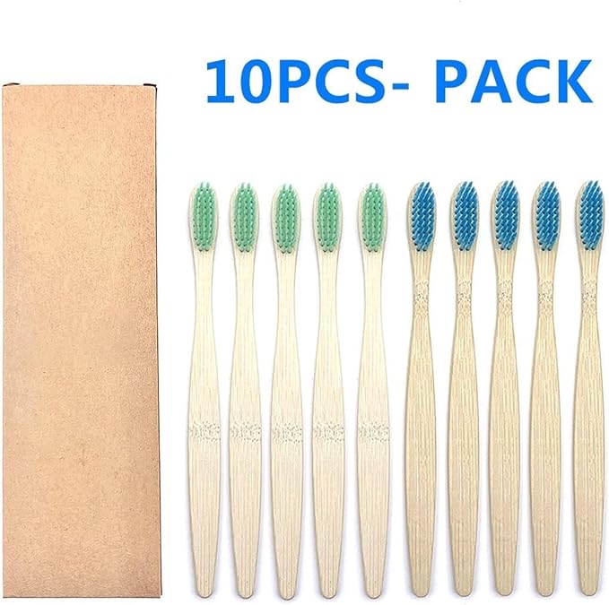 Manual Toothbrush 10PCS Colorful Toothbrush Set Soft Bristle Teeth Whitening Toothbrushes Soft Care Toothbrush(5 Green 5 Blue)