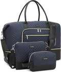 Weekender Bags for Women Travel, Under Seat Carry On Bags for Airplanes Overnight Bag with Shoe Compartment Luggage Sleeve, Foldie Travel Tote Bag Hospital Bag, Travel Gifts, Navy Black