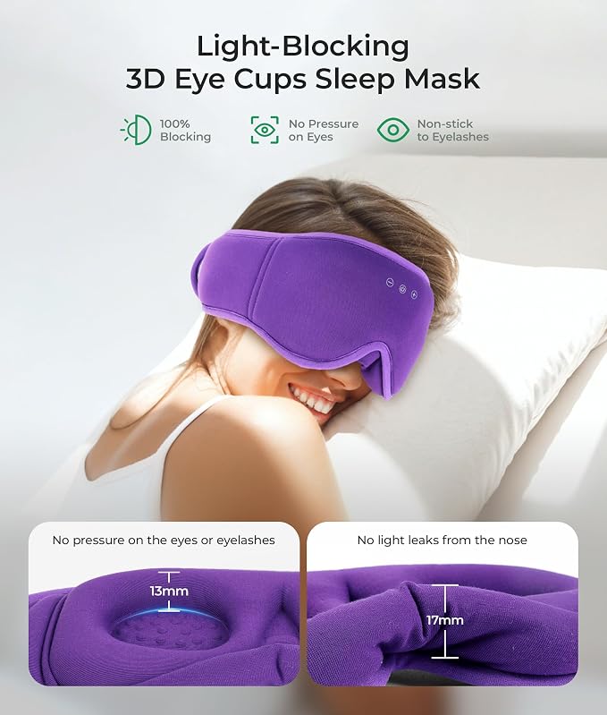 MUSICOZY Sleep Mask Headphones Bluetooth 5.4, 3D Blackout Eye Mask with Wireless Music Earphones, Hi-Fi Sound＆Long Battery Life Sleeping Headphones for Side Sleepers, Uniqe Gift for Men Women Travel