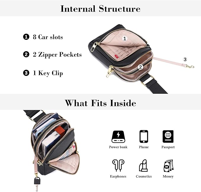 INICAT RFID Blocking Sling Bag, Anti Theft Crossbody Bag for Women Compact Travel Purses Vegan Leather