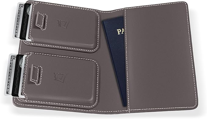 Kings Loot Passport Holder Wallet – RFID Blocking Leather Travel Wallet with Built-in Airtag Holder – Holds 1-6 Cards & Passport – Easy Pull Tab – Slim & Stylish Wallets (Slate)