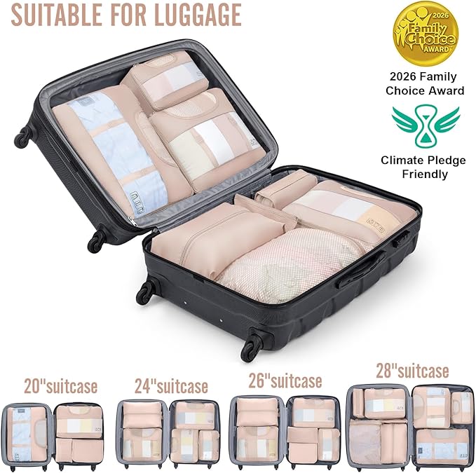 Veken 10 Set Packing Cubes for Travel, Beach Vacation Essentials Accessories for Cruise Ship, Suitcase Organizer Bags for Luggage with Toiletry Bag & Passport Holder, Birthday Gifts for Women Mom Her