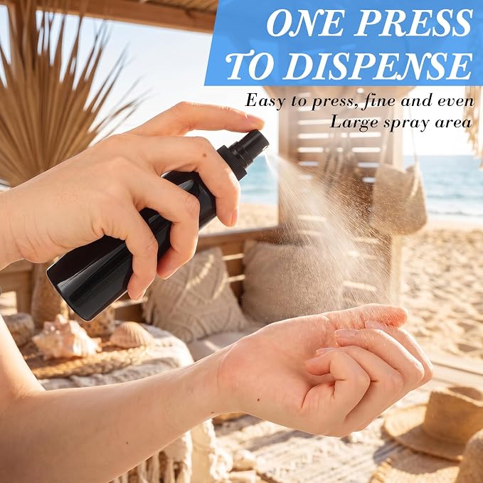 Kigley 100 Pcs Small Spray Bottle Bulk 4 oz Plastic Empty Mist Spray Bottles for Essential Oils Fine Mist Sprayer Reusable Refillable Portable Travel Containers for Cleaning Samples (Black and White)