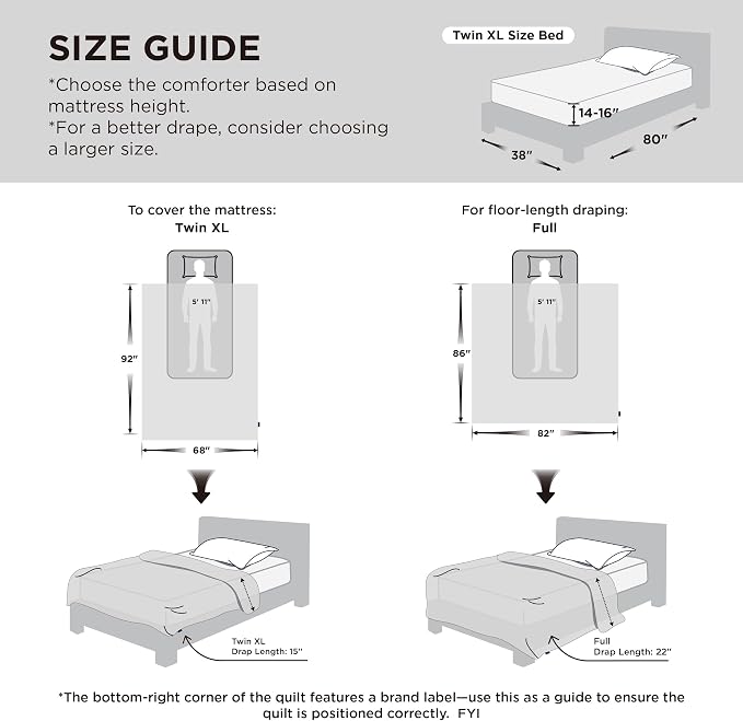 Bedsure Comforter Duvet Insert - Quilted Comforters Twin XL Size, All Season Duvet, GentleSoft Down Alternative Bedding, with 8 Tabs, Gifts for Women/Men, Green, Twin XL 92 x 68 Inches