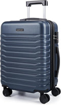 LIGHT FLIGHT Expandable Carry On Luggage 22x14x9 Airline Approved with Double Spinner Wheels, 20 Inch Lightweight Hard Shell Rolling Suitcases with TSA Lock, Dark Blue