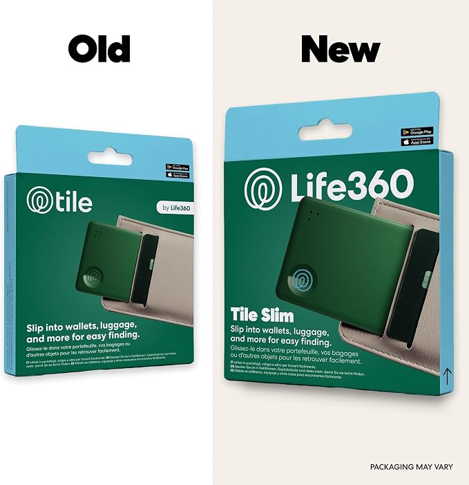 Tile by Life360 Slim - Wallet Finder, Bluetooth Tracker and Item Locator for Luggage Tags, Passports and More. Both iOS and Android Compatible. Phone Finder. 1-Pack (Green Surf)