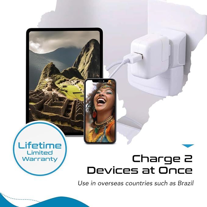 Ceptics Brazil Travel Adapter Plug with Dual Usa Input - Type N (3 Pack - Ultra Compact - Safe Grounded Perfect for Cell Phones, Laptops, Camera Chargers and More - Power Plug (CT-11C)