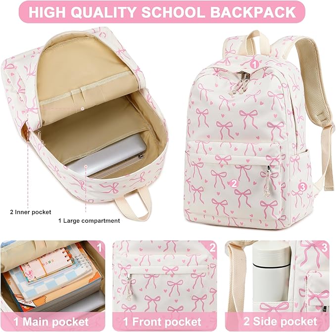 LEDAOU Backpack for Girls School Bag Kids Bookbag Teen Backpack Set Daypack with Lunch Bag and Pencil Case | Kids, Bookbag, Daypack, with Lunch Bag, and Pencil Case