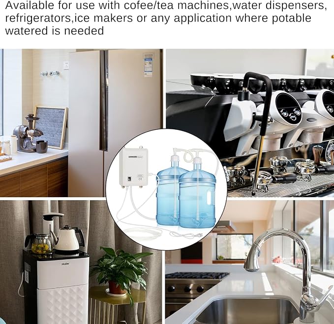TDRRICH Bottled Drinking Water Dispensing Pump System，Double-Pipe Electric Water Pump for 5 Gallon Power 25W Pressure Value 60psi 1GPM Flow 2.5L Suitable for Coffee/Ice Machines,Refrigerators, Faucets