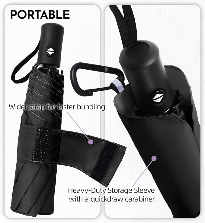 Compact Travel Windproof Umbrella, 43" Auto open/close Folding Quick Dry Umbrellas for Rain, Lightweight Portable Small for Backpack Car, Thoughtful Gift for Women Men Kids, TSA Approved