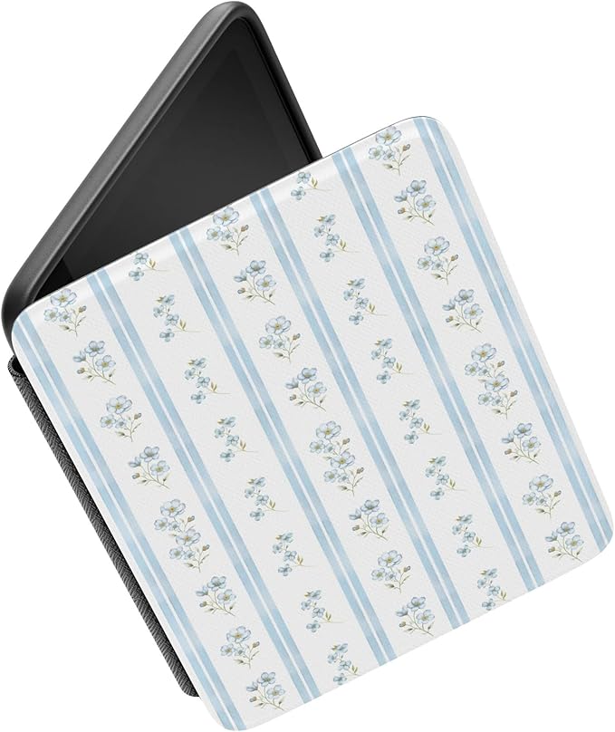 Casely Kindle Case | Cottage Stripe | Blue Floral | Compatible with 7” Kindle Colorsoft and 7” Kindle Paperwhite (12th Gen 2024 Models)