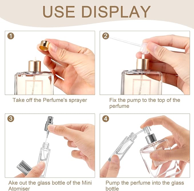 Domensi 30 Pcs 10/15/20/30 ml Perfume Travel Refillable Glass Bottles Spray Bottle Perfume Atomizer for Cologne Dispenser Leak-proof Fragrance Bottles Atomizer Pump Kit (20 ml,Gold,Silver,Black)